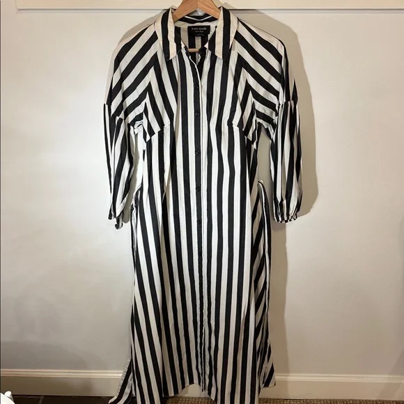 Kate Spade Women’s Terrace Stripe Dress Black White Button Down Poplin Size S - Picture 4 of 9